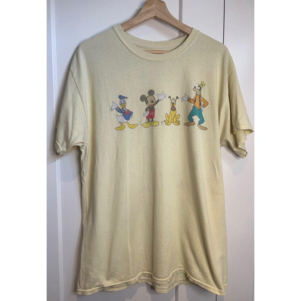 Vtg Disney distressed Double Sided Graphic T-Shirt Yellow